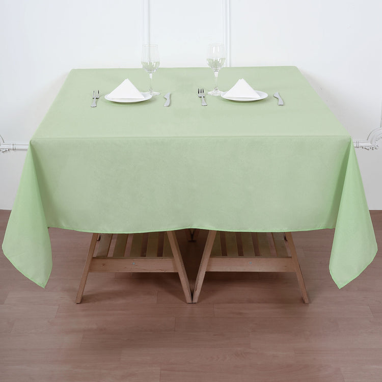 70 Inch Sage Green Square Table Overlay