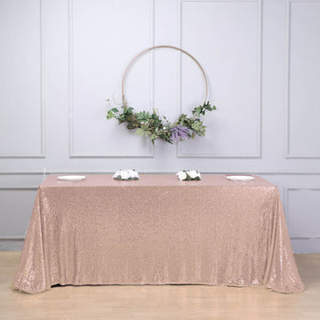 Rose Gold Seamless Premium Sequin Rectangle Tablecloth 90x156"
