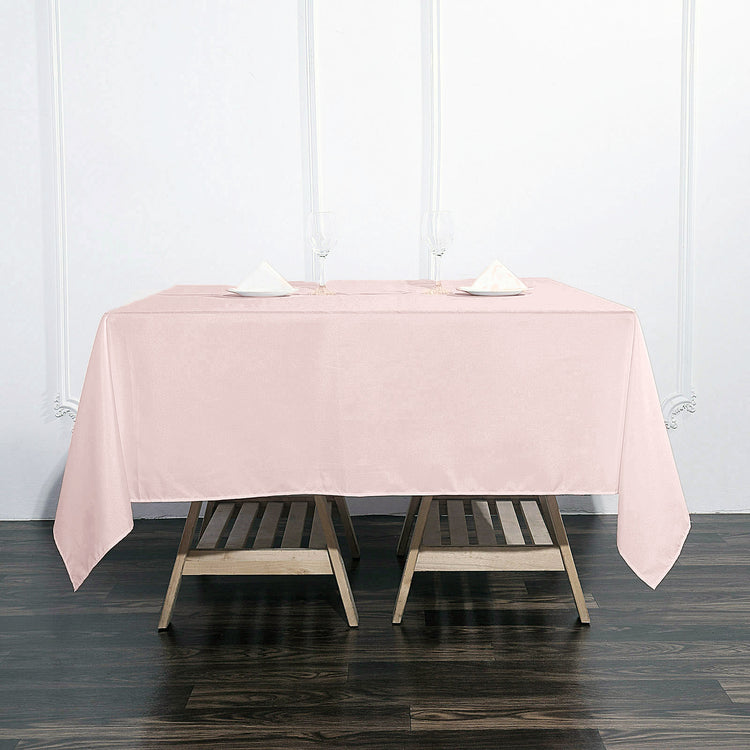 90 Inch Square Polyester Tablecloth in Rose Gold Blush Seamless