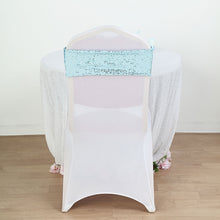 5 Pack Serenity Blue Sequin Spandex Chair Sashes 6 Inch x 15 Inch