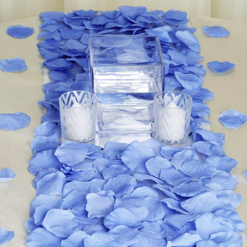 500 Pack | Serenity Blue Silk Rose Petals Table Confetti or Floor Scatters