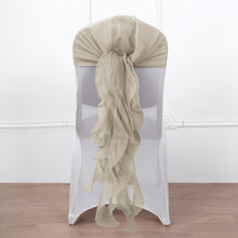 Beige Willow Chiffon Hooded Ruffled Chair Sashes 