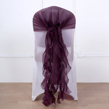 Eggplant Willow Chiffon Hoods With Ruffles Chair Sashes