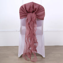 Mauve Cinnamon Rose Chiffon Hooded Ruffled Chair Sashes