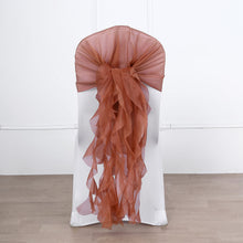 Terracotta Chiffon Hooded Chair Sashes With Ruffles