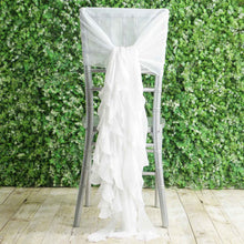 White Willow Ruffled Chair Sashes Chiffon Hoods