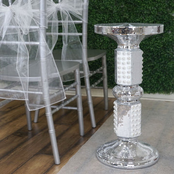 Add a Touch of Elegance with the Silver Mirror Mosaic Centerpiece Riser