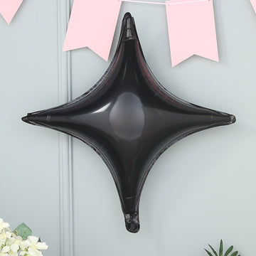 Shiny Black Quadrangle Star Mylar Foil Balloons - Add a Touch of Celestial Elegance