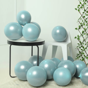 25 Pack | 12" Shiny Dusty Blue Double Stuffed Prepacked Latex Balloons