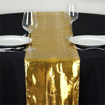 Shiny Metallic Foil Gold Lame Fabric Table Runner 13"x108"