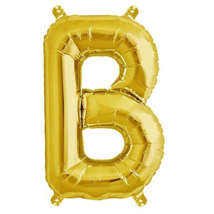 16inch Shiny Metallic Gold Mylar Foil Alphabet Letter Balloons - B#whtbkgd