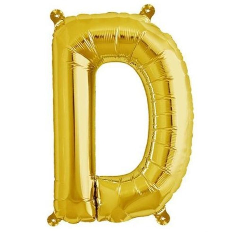 16inch Shiny Metallic Gold Mylar Foil Alphabet Letter Balloons - D#whtbkgd