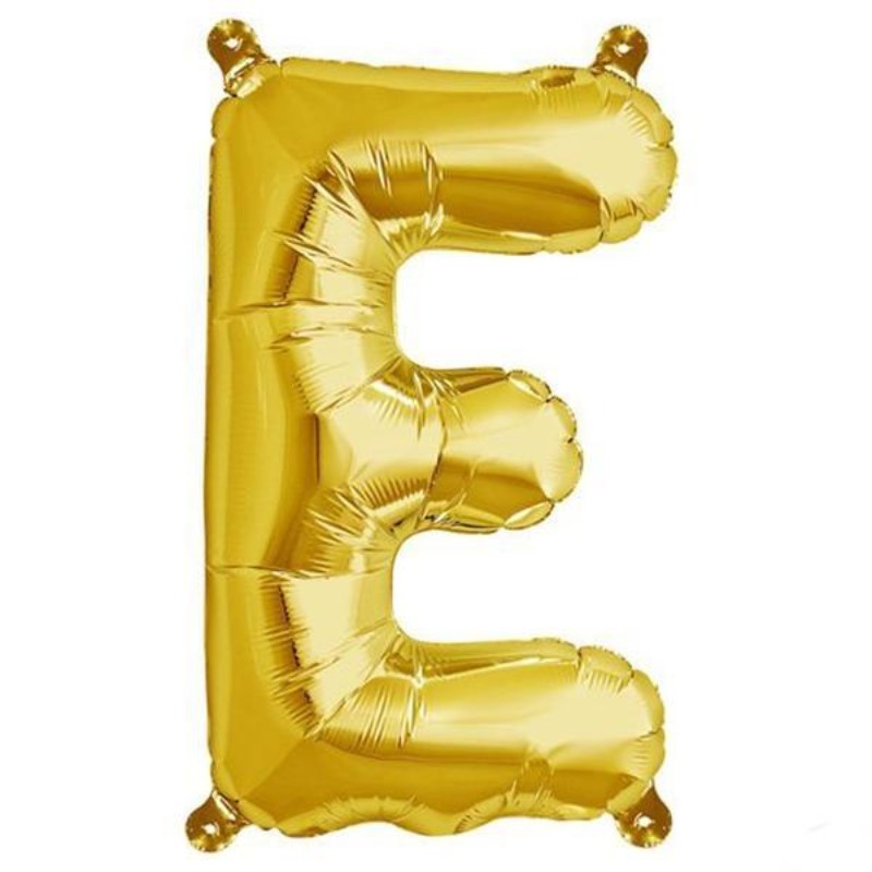 16inch Shiny Metallic Gold Mylar Foil Alphabet Letter Balloons - E#whtbkgd