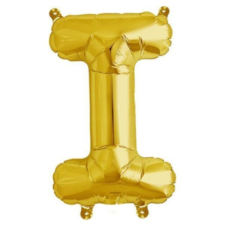 16inch Shiny Metallic Gold Mylar Foil Alphabet Letter Balloons - I#whtbkgd