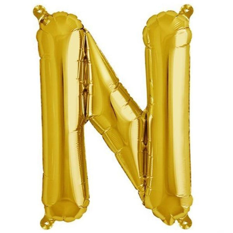 16inches Shiny Metallic Gold Mylar Foil Alphabet Letter Balloons - N#whtbkgd