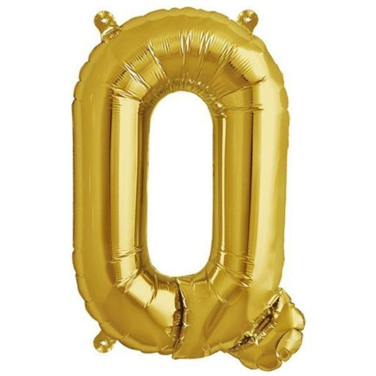 16inch Shiny Metallic Gold Mylar Foil Alphabet Letter Balloons - Q#whtbkgd