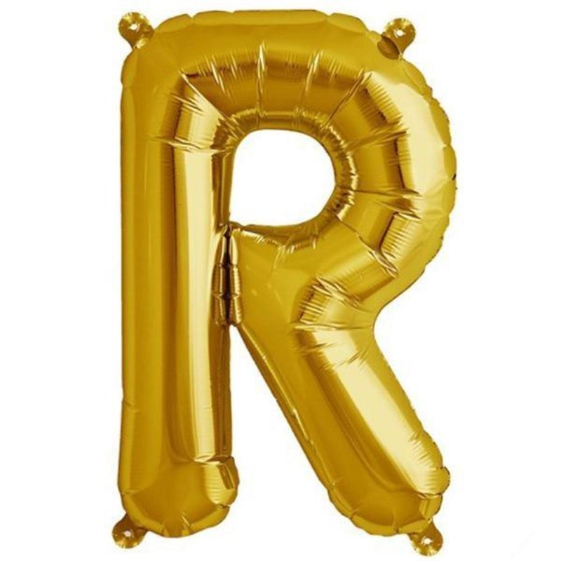 16inches Shiny Metallic Gold Mylar Foil Alphabet Letter Balloons - R#whtbkgd