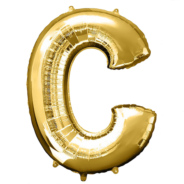 40inch Shiny Metallic Gold Mylar Foil Helium/Air Alphabet Letter Balloon - C