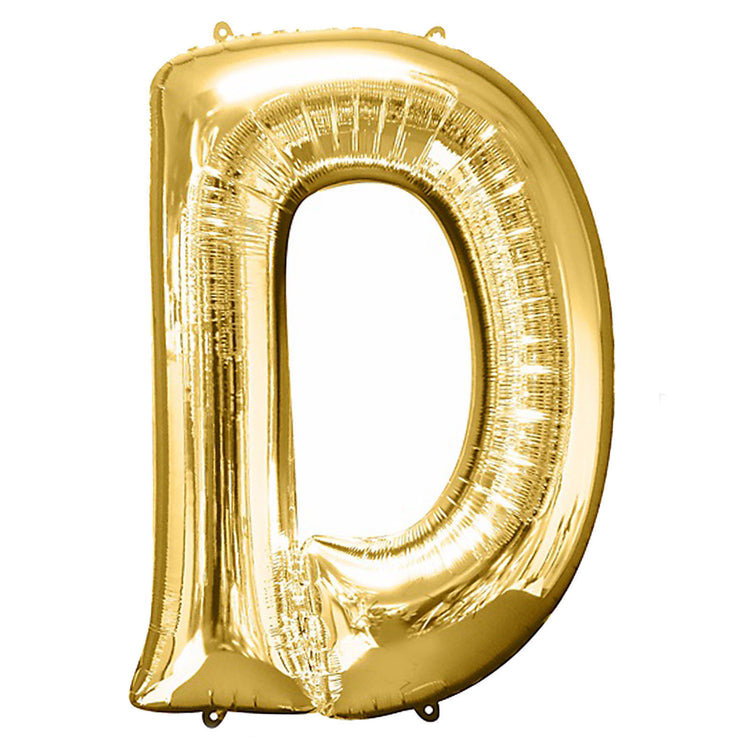 40inch Shiny Metallic Gold Mylar Foil Helium/Air Alphabet Letter Balloon - D