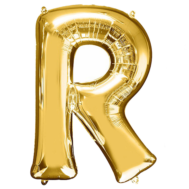 40inch Shiny Metallic Gold Mylar Foil Helium/Air Alphabet Letter Balloon - R