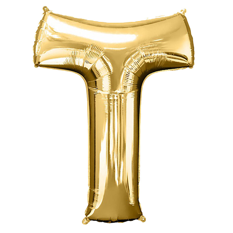 40inch Shiny Metallic Gold Mylar Foil Helium/Air Alphabet Letter Balloon - T