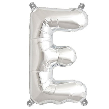 16" Shiny Metallic Silver Mylar Foil Alphabet Letter Balloons - E