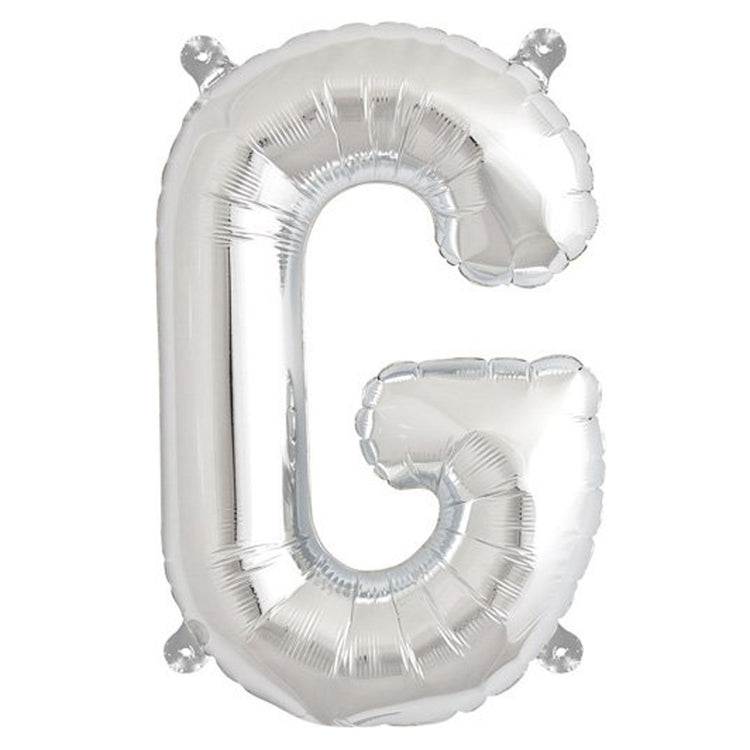 16inches Shiny Metallic Silver Mylar Foil Alphabet Letter Balloons - G#whtbkgd
