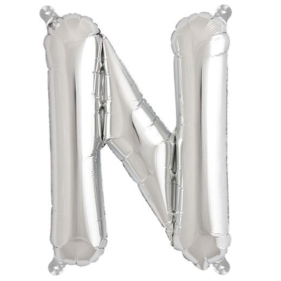 16inch Shiny Metallic Silver Mylar Foil Alphabet Letter Balloons - N#whtbkgd