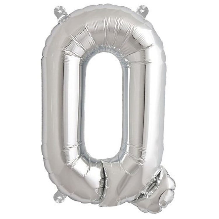16inches Shiny Metallic Silver Mylar Foil Alphabet Letter Balloons - Q#whtbkgd