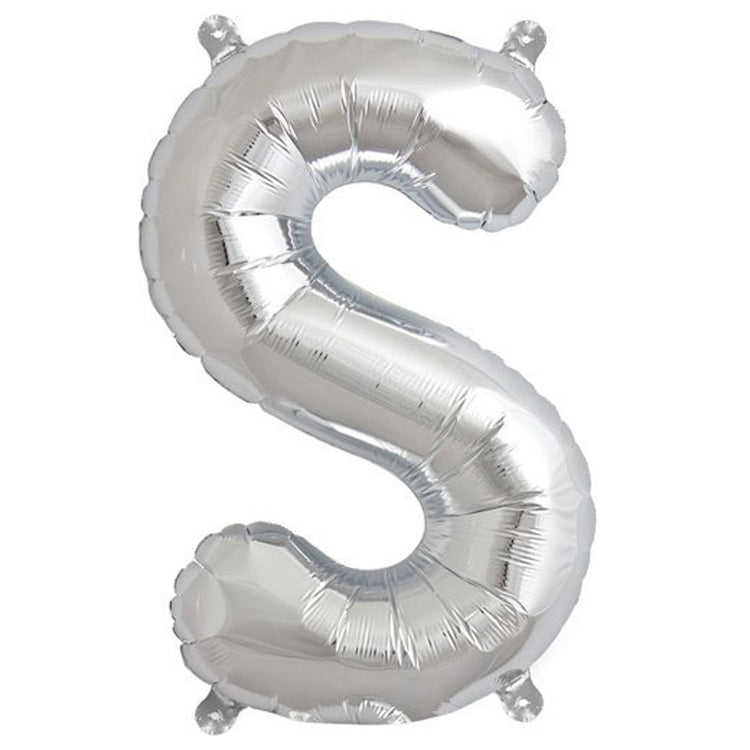 16inches Shiny Metallic Silver Mylar Foil Alphabet Letter Balloons - S#whtbkgd