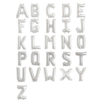 Shiny Metallic Silver Mylar Foil Alphabet "Letter and Number" Balloons 16"