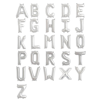 13" Silver Letter & Number Balloons, Shiny Metallic Mylar Foil Alphabet Balloons