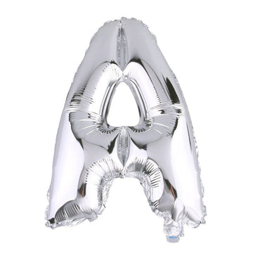 40" Shiny Metallic Silver Mylar Foil Helium/Air Alphabet Letter Balloon - A