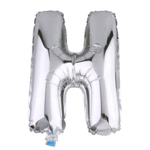 40inch Shiny Metallic Silver Mylar Foil Helium/Air Alphabet Letter Balloon - H#whtbkgd