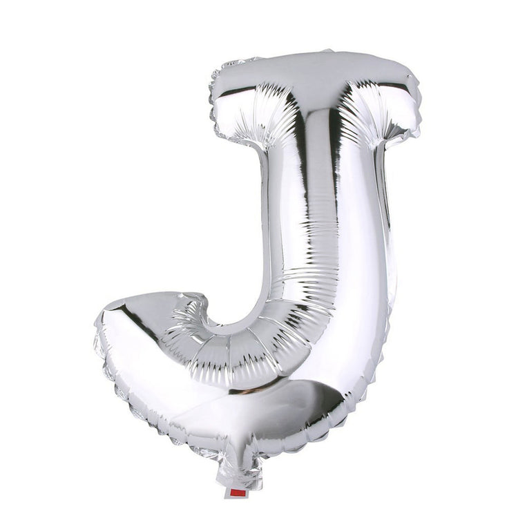 40inch Shiny Metallic Silver Mylar Foil Helium/Air Alphabet Letter Balloon - J#whtbkgd