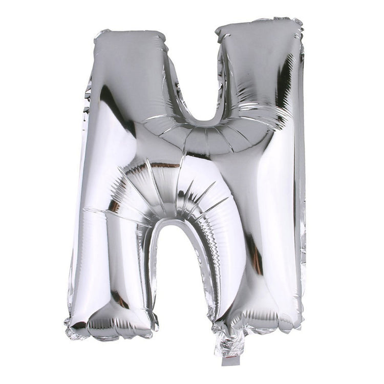 40inch Shiny Metallic Silver Mylar Foil Helium/Air Alphabet Letter Balloon - N#whtbkgd