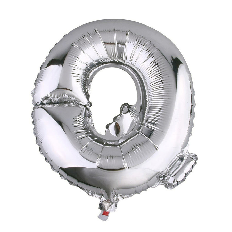 40inch Shiny Metallic Silver Mylar Foil Helium/Air Alphabet Letter Balloon - Q#whtbkgd
