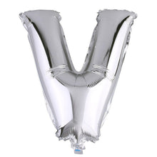 40inch Shiny Metallic Silver Mylar Foil Helium/Air Alphabet Letter Balloon - V#whtbkgd