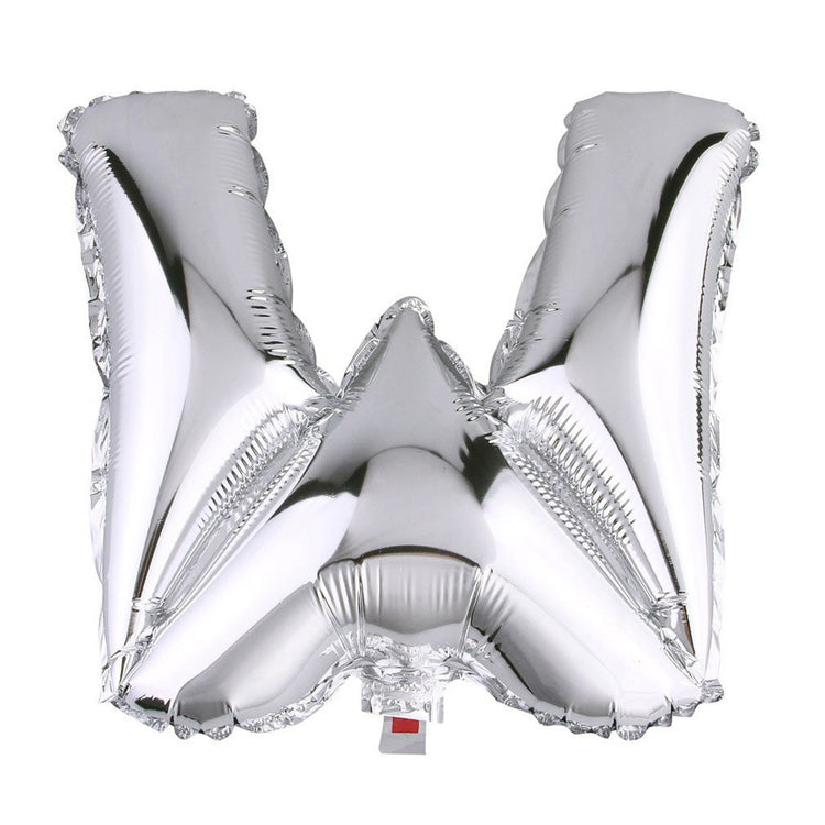 40inch Shiny Metallic Silver Mylar Foil Helium/Air Alphabet Letter Balloon - W#whtbkgd