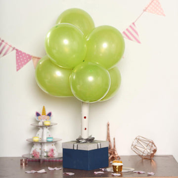 25 Pack | 12" Shiny Pearl Apple Green Latex Helium or Air Balloons