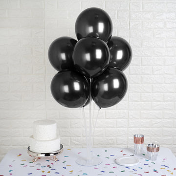 25 Pack Shiny Pearl Black Latex Helium, Air or Water Balloons 12"