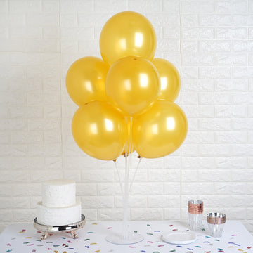 25 Pack Shiny Pearl Gold Latex Helium, Air or Water Balloons 12"