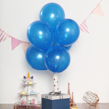 25 Pack Shiny Pearl Royal Blue Latex Helium or Air Balloons 12"