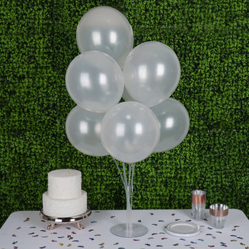 25 Pack Shiny Pearl White Latex Helium, Air or Water Balloons 12"