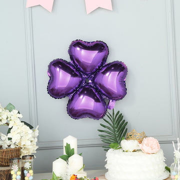 Shiny Purple Four Leaf Clover Balloons - Add a Touch of Magic to Your Celebrations