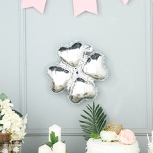 10 Pack | 15inches Shiny Silver Four Leaf Clover Shaped Mylar Foil Balloons
