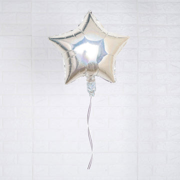 2 Pack Shiny Silver Star Mylar Foil Helium or Air Balloons 16" 4D