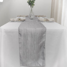 Silver Accordion Crinkle Taffeta Fabric Table Linen Runner 12 Inch x 108 Inch