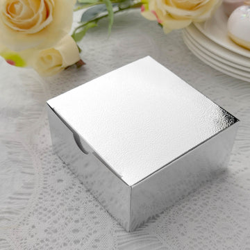 100 Pack | 4"x4"x2" Silver Cake Cupcake Party Favor Gift Boxes, DIY