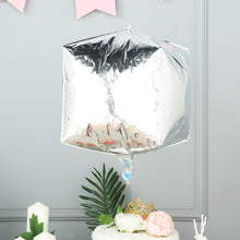 14inch 4D Silver Cube Shaped Mylar Foil Helium/Air Balloons